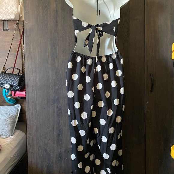 Forever21 Black and White Polka Dot Jumpsuit size M like new - Picture 8 of 12
